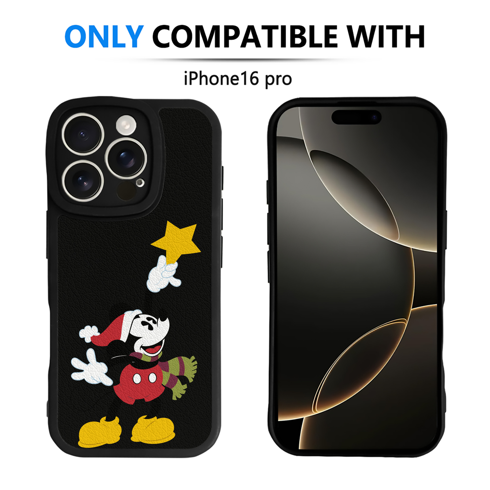 （画像用） ミッキーマウス Mickey Mouse 【iPhone 16シリーズ対応】シリコンスマホケース（レザー調） 材質：シリコン
